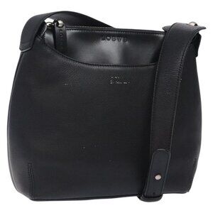 Authentic LOEWE Shoulder Bag Leather Black Silver
